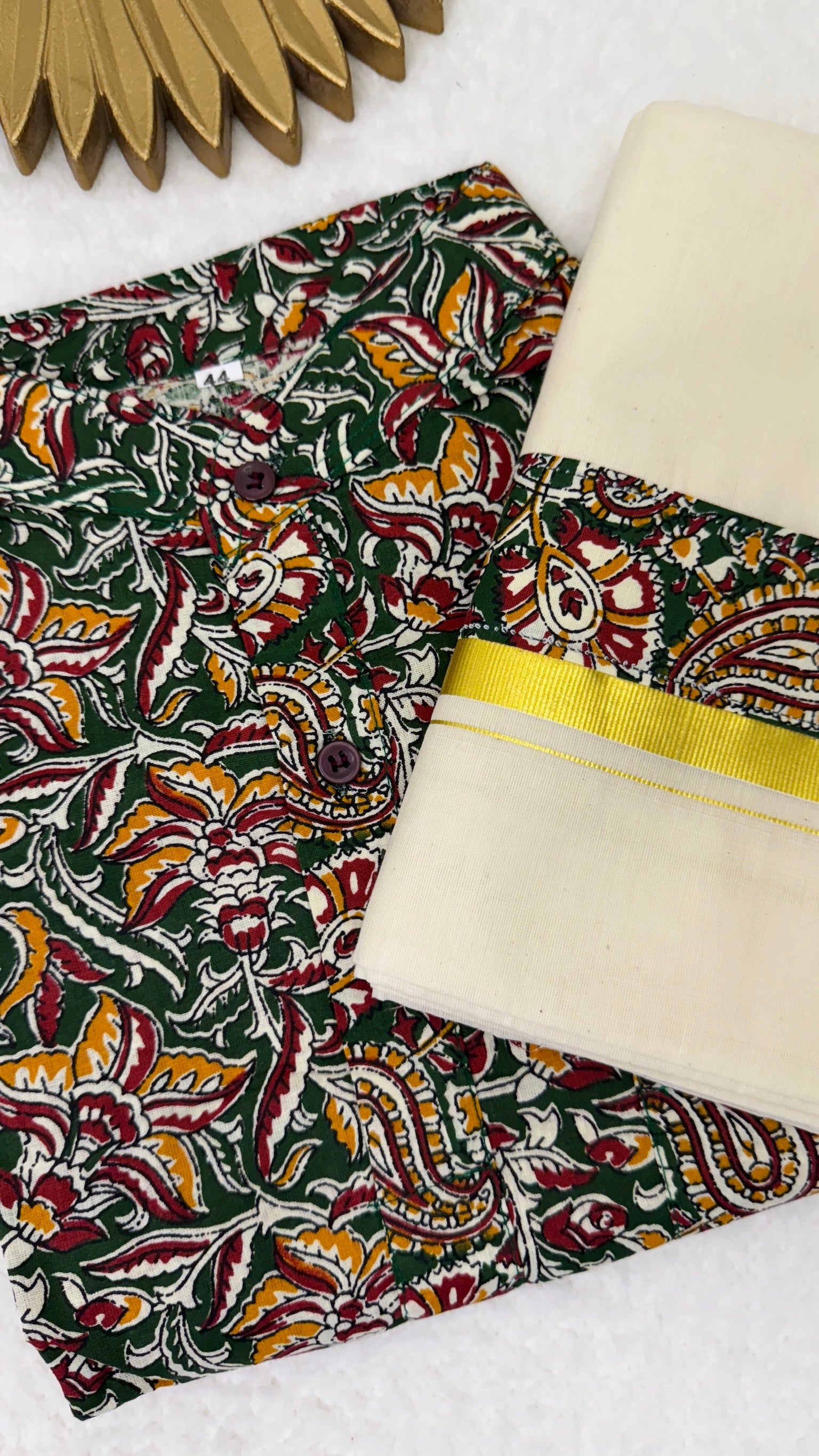 Ajrakh kurta and Mundu